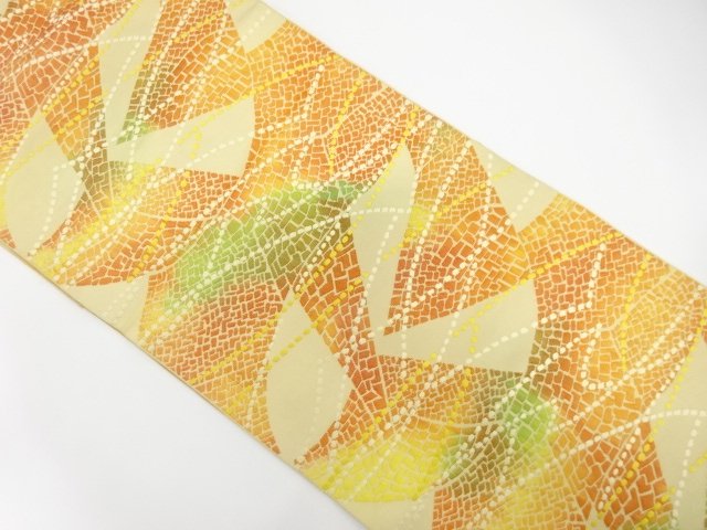 JAPANESE KIMONO / NAGOYA OBI / CHIKUZEN HAKATA / WOVEN ABSTRACT PATTERN 